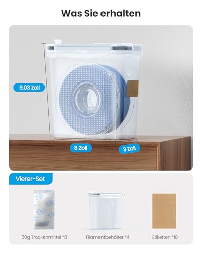 Filament Aufbewahrungsbox - 4 Pack Filament Container für 3D Druck Filament