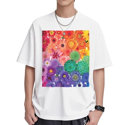 T-shirt manches courtes femme coton col rond imprimé fleurs