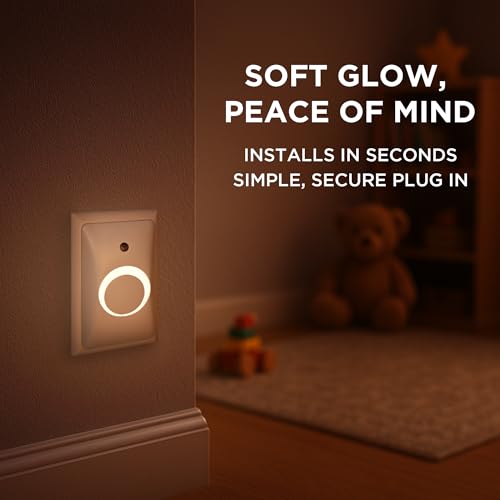 GlowGuard Night Light & Double Outlet Protector (2-Pack) | Secure & Tamper Resistant | Childproof, Babyproof, Toddler Proof, Child Safety Socket Cover | Light Sensor or Manual Toggle | Patent Pending
