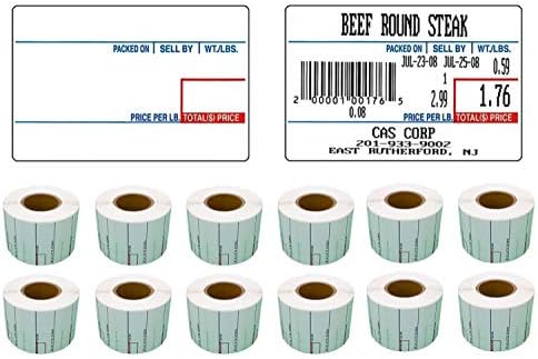 CAS LST-8010 Printing Scale Label, 58 x 40 mm, UPC 12 Rolls Per Case