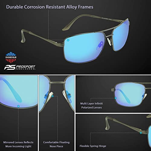 proSPORT Polarized Aviator Mirror Sunglass with Strap Men Anti-Glare Blue Gold Orange Green Flashed Mirrored Lens4