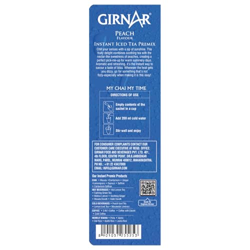 Image of Girnar Instant Premix Iced Tea - Peach Flavour (10 Sachets)
