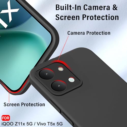 Image of TheGiftKart Liquid Silicon Back Cover Case for iQOO Z11x 5G / Vivo T5x 5G / Vivo Y51 Pro 5G | Total Camera Protection | Micro-Fibre Lining Inside | Shockproof Back Cover Case (Silicone, Black)