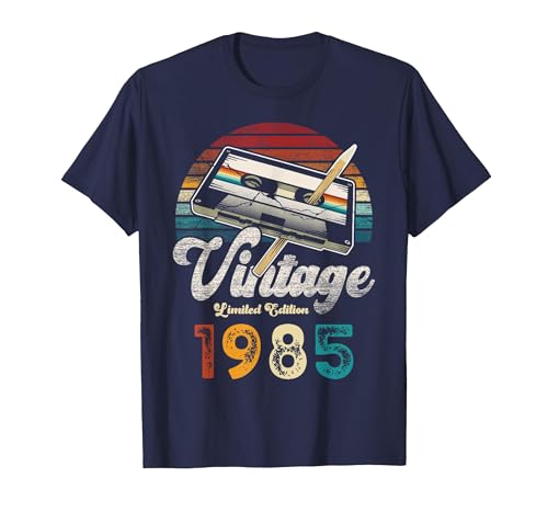 Vintage 1985 Compleanno Anni 41 Matita A Cassetta Maglietta, Uomo, Navy, 4XL