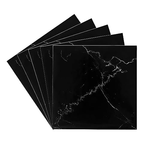 Fantasnight Black Marble Tile Stickers 24Pcs Cover