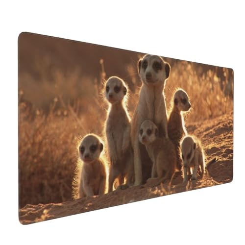 Tapis de souris suricates mignons 40x90cm grand format de bureau
