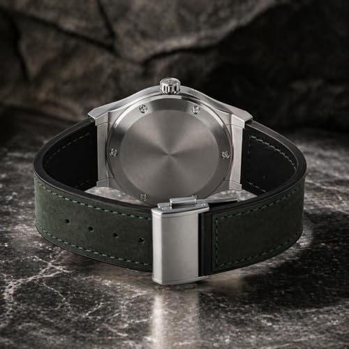 Image of Big Bang Skeleton Dial Luxury Chronograph Watch for Men with Green Strap, Premium Analog Wrist Watch, Stainless Steel Case, Mechanical Style Dial, Sports Inspired Classic Luxury Timepiece, Quartz Movement, Skeleton Display, Stylish Formal Casual Wear
