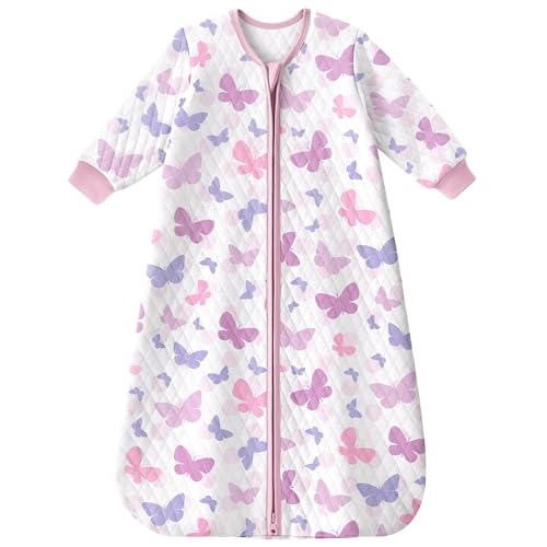 Image of Yoofoss Baby Sleep Sack 6-12 Months 1.0 Tog Long Sleeve Sleep Sack Organic Cotton Wearable Blanket for Infants 2-Way Zipper Quilted Sleeping Sacks(Medium)