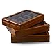 Oirlv 12 Grids Vintage Solid Wood Jewelry Box Microfiber Lining Earrings Bracelets Necklace Storage Jewelry Drawer Organizer Tray with Glass Top Lid