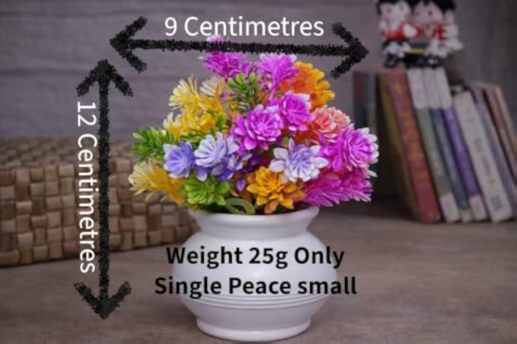 Mix and Grass Color Artificial Flowers with Pot, 6 Set