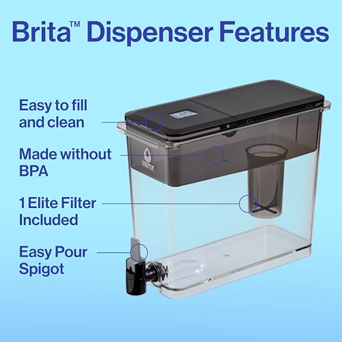 brita ultramax large water dispenser with 1 britaplus filter 27 cup capacity black package may vary
