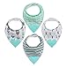 Baby Bandana Teething Bibs with Attached Silicone Teether, Set of 4 - Blue Deer
