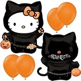 LoonBalloon 30 Inch Large HelloKitty Shape Mylar Balloon Set - 4-Pcs Latex Balloons for Hello Kitty Party Supplies, Kids Birthday Party Decorations