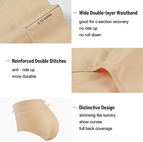 Image of Innersy Women's 5 Pack High Waist Tummy Control Solid Color Cotton Briefs Panties