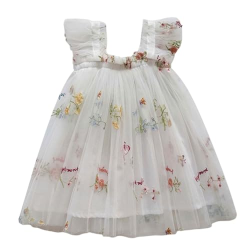 Robe d'été fille brodée avec manches volantées pour fête