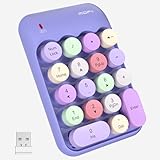 MOFII Wireless Number Pads - Purple Numeric Keypad 18 Keys USB 2.4G Round Keycap Colorful Extensions Keypads, Financial Accounting Portable Numpad 10 Key for Laptop/PC/Notebook/Surface Pro