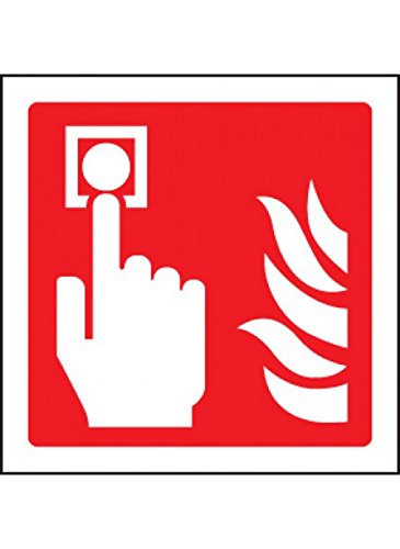 Caledonia Signs 21017U Fire Alarm Call Point Symbol Sign, Self Adhesive Vinyl, 100 mm x 100 mm