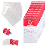 HoHpHq 10 Pack Red Medication List Card with 10 Sleeves for Family Members Like Elderly - Emergency Contact ID Card for Wallet, Phone, Pocket, Handbags - Medical Systems for Retirement Community