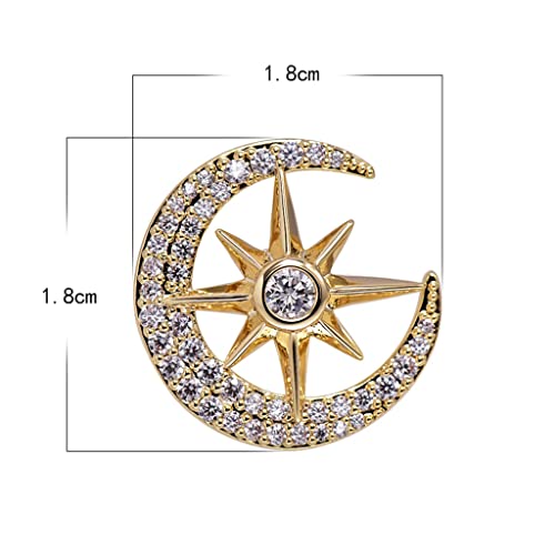 Gppzm Brooch Star And Moon Pin Accessories Fixed Clothes Anti-Glare Artifact Corsage Female Collar Pin (Color : A, Size : 1.8 * 1.8Cm) #TOP6