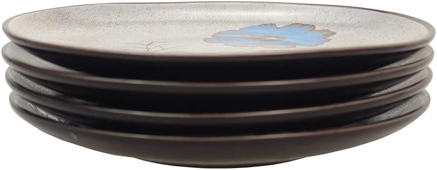 6-Inch Porcelain Snack Plate, Banquet Dessert Plate, Flower and Bird Pattern, Set of 4