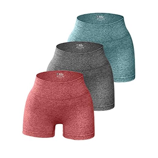 OQQ 3 Piece for Women Yoga Shorts Workout Athletic Seamless High Wasit Gym Leggings DarkGreen Grey Red