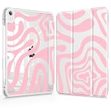Lepeoac Case for iPad Air 11'' (M4 2026/M3 2025/M2 2024)/ iPad Air 10.9'' Air 5th /4th Gen, Glitter Tablet Cases with Transparent Acrylic Back+Pencil Holder+Auto Wake/Sleep, Pink Wave Pattern