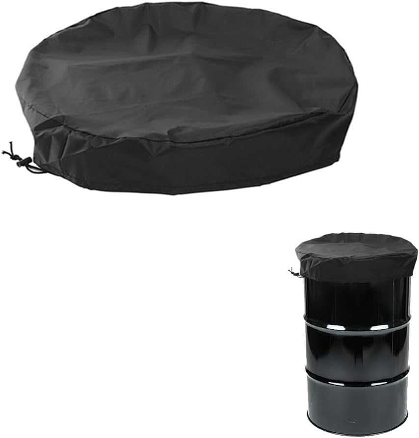 55 Gallon Drum Cover 4 Pack Drum Lid Cover Outdoor Water Storage Barrel Cover with Adjustable Drawstring for Industrial Barrel and Rain Bucket Waterproof Drum Barrel Cover - All Weather Protection (4)