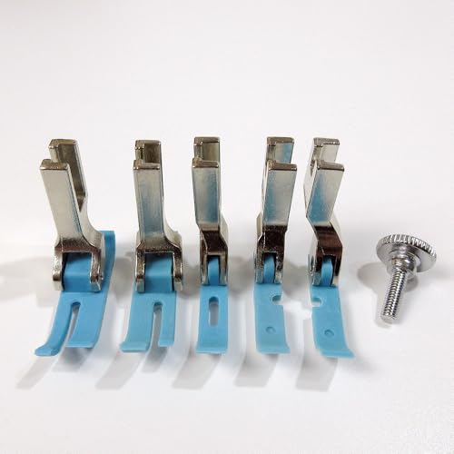 Lot de 5 pieds presseur en téflon pour machine à coudre industrielle gauche, droite, fermeture éclair centrale