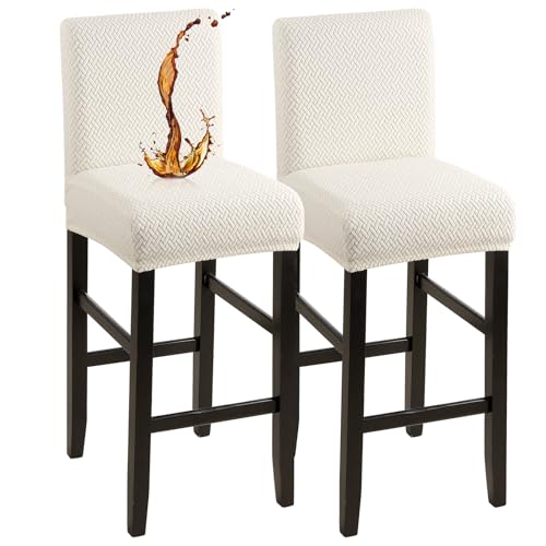 YISUN Wasserdicht Barhocker Bezüge Stuhlhussen Stretch Barhocker Bezug mit Rückenlehne, Abnehmbarer Waschbarer Stuhlhussen Barhockerbezüge für Kurze Drehstuhl Esszimmerstuhl Bar Hocker (2er Set)