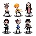 xinyan 6-teiliges Set Demon Slayer Kimetsu no Yaiba Action Kamado Tanjirou Nezuko Inosuke Zenitsu PVC Modellpuppen ... Pink