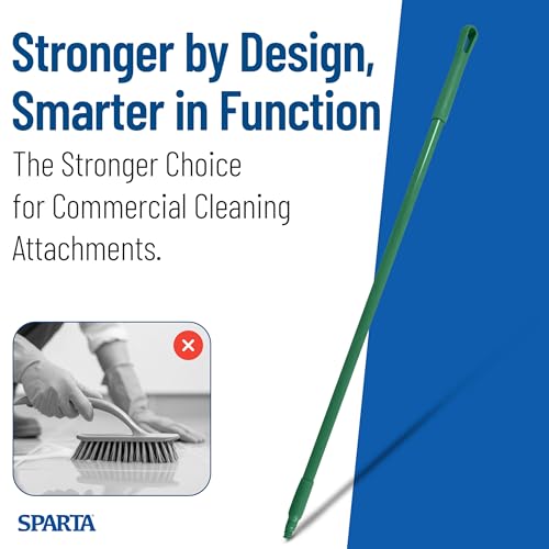 Image of SPARTA 41225EC09 Fiberglass Broom Handle, Mop Handle, Replacement Handle with Acme Threaded Tip for Commercial Cleaning, 48 Inches, Green, (Pack of 12)