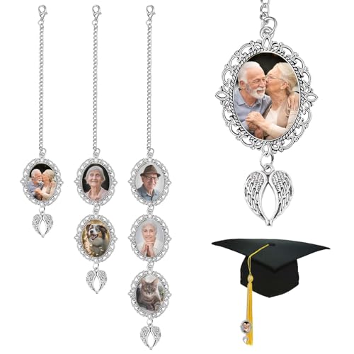 LOFART Custom Memorial Graduation Tassel Photo Charm with Angel Wings Personalized Memory Tassel Picture for Graduation Cap 2025 Graduate Gifts for Ceremony Picture Decoration