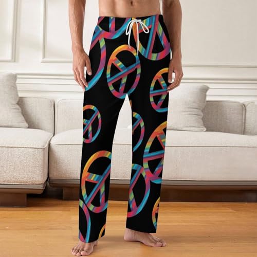 Peace Logo Mens Pajama Pants Print Lounge Pant PJ Bottoms Sleepwear Loungewear2
