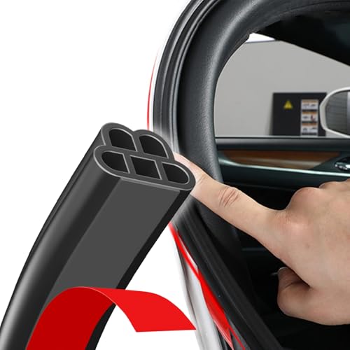 Car Door Seal Strip Weather Stripping Rubber Soundproof Weather Strip, 16.4Ft Double Layer 5 Hole Automotive Door Sealing Soundproofing Weather Strip for Car Truck Door Window
