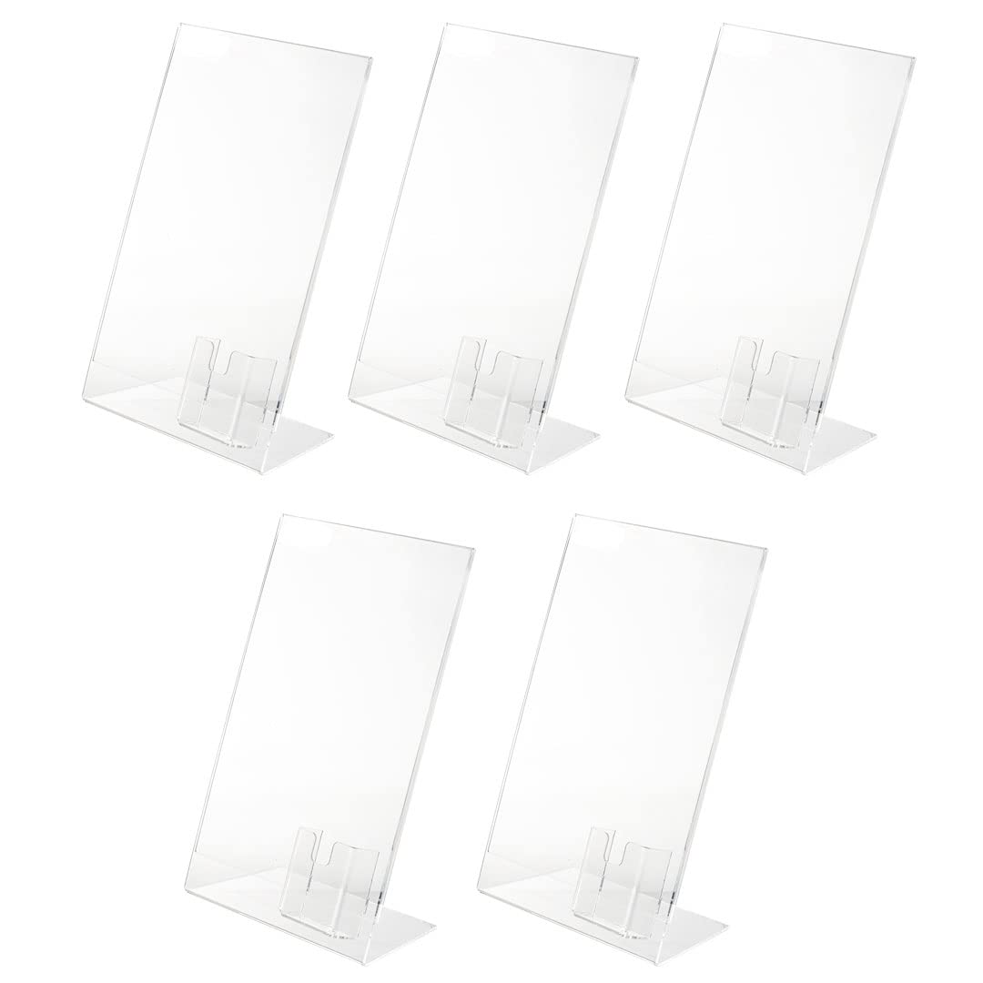 Danieli | Expositor A4 con Soporte para Tarjetas de Visita de Escritorio de plástico Transparente | Porta Tarjetas de Visita de Mesa con Marco Transparente para Fotos A4