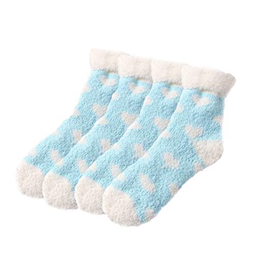 Fxaelian 2 Pairs Fleece Slipper Socks Fuzzy Fluffy Thermal Sleeping Winter Socks Women Teen Girls