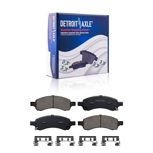 Image of Detroit Axle - Front Brake Kit for Buick Enclave Chevy Traverse GMC Acadia | Saturn Outlook Drilled and Slotted Brake Rotors Ceramic Brakes Pads Replacement 12.80 inch inch Front Rotors