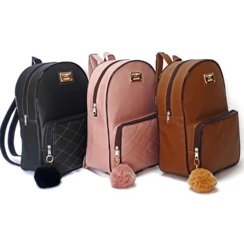 Bolsa Mochila feminina de Couro Sintetico. MODA PREMIUM Bolsas femininas de moda(Bege)
