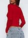 Women Y2k Sexy Low Neck T-Shirt Cut Out Long Sleeve Trim Crop Top Slim Fit Stretchy Blouse Top Red