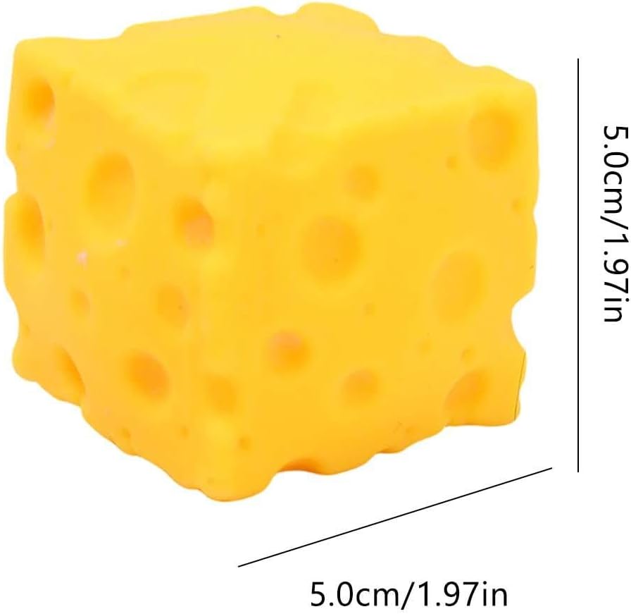 Soft Cheese Squishy Toy, Rebounding Sensory, Help for Relax, Focus, Soft Flexible Elastic Rubber Sensory Cheese, Stress Balls for Adults (Yellow, 5x5x5cm)