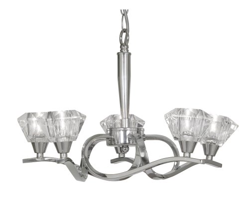 Lustre 5 lumières en verre transparent et finitions chrome Freya