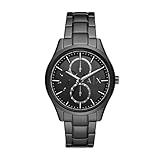 A|X Armani Exchange - Orologio multifunzione da uomo, con cinturino in pelle o acciaio inossidabile, nero, Dante