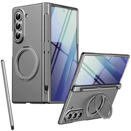 Coque Samsung Z Fold6 avec stylet et support rotatif gris