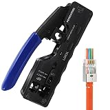 RJ45 Crimpzange Netzwerk Crimpwerkzeug für RJ45 Stecker Cat7 Cat6A Cat5 Cat5e Cat6 Netzwerkstecker und 6P Telefonestecker RJ11
