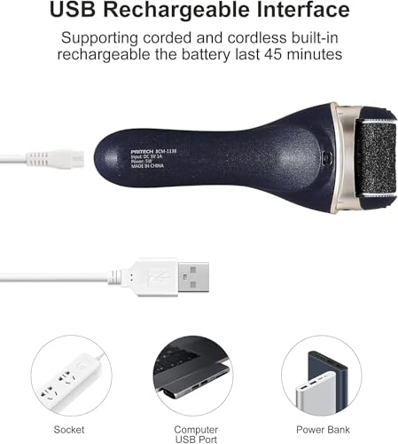 Rechargeable Electric Foot Callus Remover - Portable Pedicure Tool for Professional Foot Care (Black)