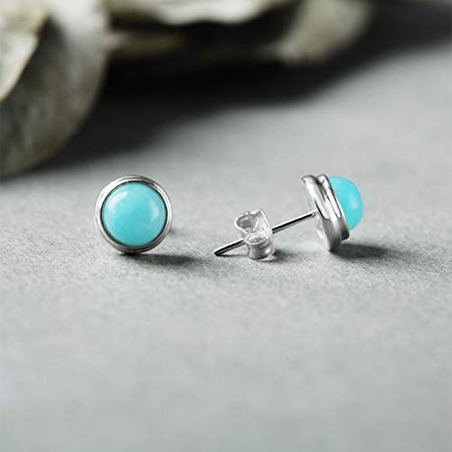 Pendientes de plata de ley 925 MIYUAN redondos con Amazonita para niña 3