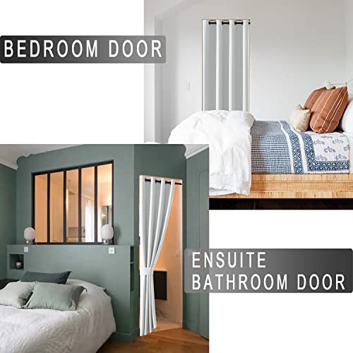 Shineland White Ash Doorway Curtain For Interior Door,Fits Opening 24,28,30,32,36 Inch,80 Inches Long,Alternative To 78'' - 80'' Accordion Door/Barn Door/Bifold Door/Folding Door/Closet #TOP7