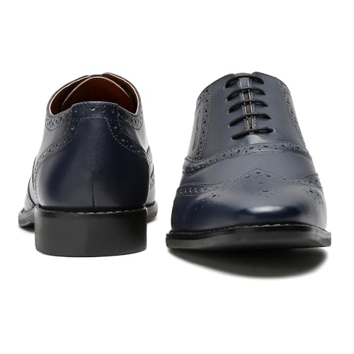 Image of LOUIS STITCH Men's Formal Lace-Up Wingtip Brogues | Handmade Italian Leather Shoes | Premium Oxford Dress Shoes for Men | Business, Wedding Sizes 6-12 |RXBG