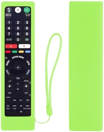 Protective Silicone Remote Case for Sony RMT-TX102U RMF-TX200U RMT-TX200U RMF-TX300U Smart Android TV Voice Controller Washable Anti-Lost Remote Cover with Loop (Glow in Dark Green)