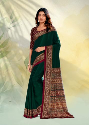 Image of Jaanvi fashion Women's Crepe Silk Saree with Unstitched Blouse Piece | Soft Lightweight Traditional Ethnic Wear Saree for Party, Wedding, Festival